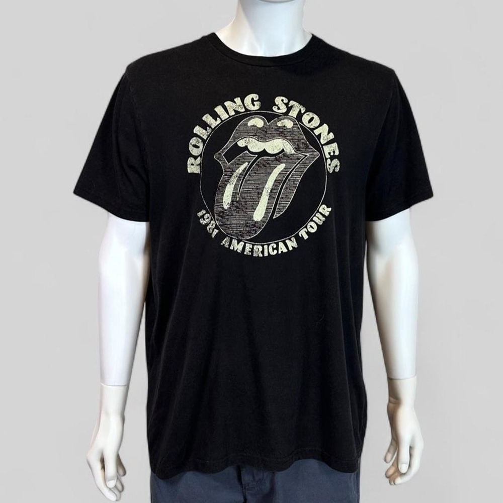Rolling Stones 1981 American Tour Tongue Logo Band Tee Black XL Rock Shirt